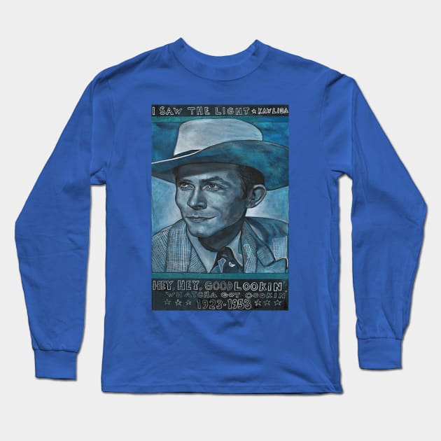 Blue Hank Williams Long Sleeve T-Shirt by Raybomusic01